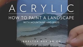 Acrylic  How To Paint A Landscape With Mountains and Birds [upl. by Sualkcin]