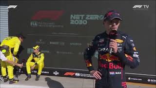 GP dItalia 2022 fischi per Verstappen durante lintervista [upl. by Roth798]