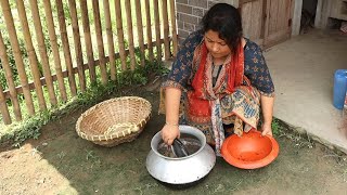 Bengali Dosa Recipe with Pangas Fish Vuna  Village Breakfast  Easy Village Life [upl. by Llennod]