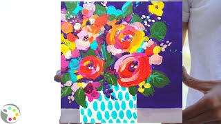 How to Paint Flowers  Acrylic Painting Tutorial [upl. by Walden702]