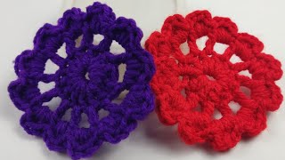 easy way to make flowers with crochet puff flowers blossom daisy knit petal flowers [upl. by Irej]