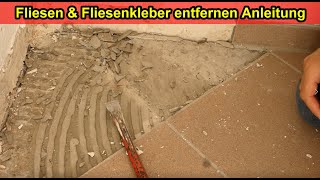 Fliesen amp Fliesenkleber entfernen Anleitung  Fliesen amp ohne Bohrhammer abbekommen amp abmachen [upl. by Norrehs480]