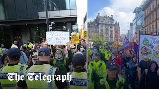 ‘Antiracism’ counterprotesters march through Manchester [upl. by Yessej]