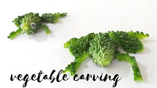 VEGETABLE CARVING  FROG  BITTER GOURD  EASY  DIY  CUTE  18 ArtHighlights [upl. by Banky]