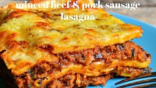 BEST TASTIEST LASAGNA RECIPE EVER  MINCED BEEF AND PORK SAUSAGE LASAGNA RECIPE  KALUHIS KITCHEN [upl. by Adnir]