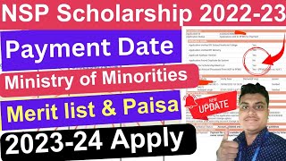 NSP Scholarship MOMA 202223 Merit list amp Payment  NSP Payment kab Aayega🔥 NSP MOMA 202324 Apply🔥 [upl. by Triley]