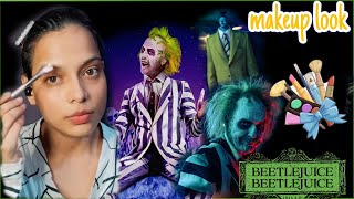 How To Do Face Art  Creating BeetleJuice Cosplay  Face Art For Beginners Halloween  halloween [upl. by Eanrahc]