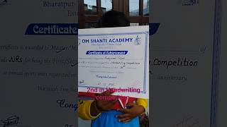 Second 🥈 🥈 Handwriting competition ytshorts schoollife srijanadotel2018 [upl. by Nnuahs438]