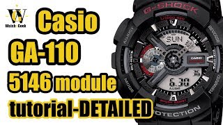 GA 110 G shock Casio  module 5146  review amp detailed tutorial on how to setup and use EVERYTHING [upl. by Josephine]