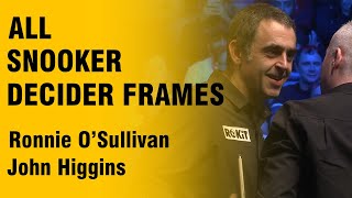 Ronnie OSULLIVAN  John HIGGINS ALL Snooker Decider Frames [upl. by Andras]