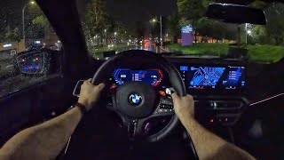 2023 BMW M3 Competition xDrive POV Rainy Night Drive 3D AudioASMR [upl. by Nnahtebazile8]