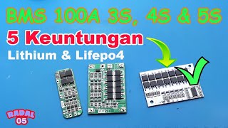 Cara Pasang BMS 100A 3S 4S 5S Lithium atau Lifepo4  BMS 100A BM3451 [upl. by Zillah]