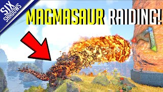 RAIDING WITH A MAGMASAUR BROKEN amp BOSS PREP  New Genesis DLC  Ark Survival Evolved [upl. by Elhsa]