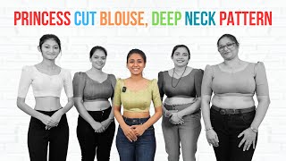 Princess Cut Deep Neck Blouse Cutting Tutorial  Detailed Guide By Priya MG [upl. by Korwun]