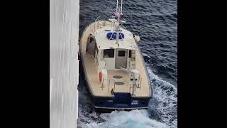 man climbs from the Carnival cruise onto a pilot boat [upl. by Pelage530]