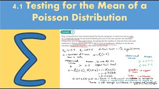 41 Testing for the Mean of a Poisson Distribution FS1  Chapter 4 Hypothesis testing [upl. by Enirod]