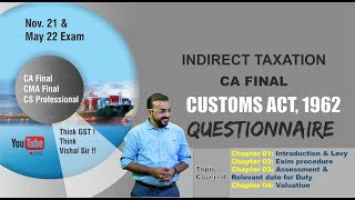 01 CA CS CMA Final Customs IDT Questionnaire Discussion Nov21Exam CA Vishal Bhattad Sir [upl. by Eelram648]