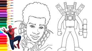 COLORING SPIDERMAN AFRICAN GUYS MIX TITAN SPEAKERMAN spiderman skibiditoilet titanspeakerman [upl. by Jeanna48]