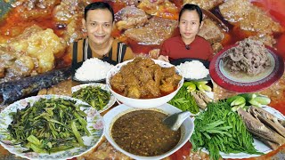 Beef Curryအမဲသားဆီပြန် နှမ်းဖတ်ချဥ်သုပ်နဲ့ကန်စွန်းရွက်ကြော်လေးတွေကိုငါးပိရည်တို့စရာနဲ့ ရှယ်ဖြုတ်မယ် [upl. by Zuzana]