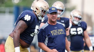 Notre Dame Football Practice Clips — Harry Hiestand and The Offensive Line August 11 2022 [upl. by Sibyls]