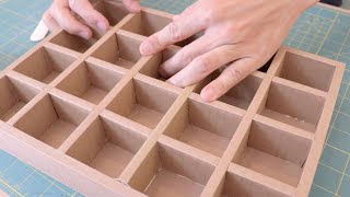 Making of a letterpress printers traylook cabinet with ONLY cardboard [upl. by Niatsirt]