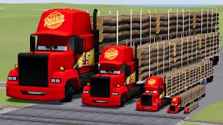 Big amp Small Long Mack Truck with Logs vs Trains Thomas  BeamNGDrive [upl. by Irrak293]