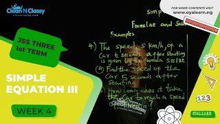 JSS3  Mathematics  Simple equations  Formulae and substitution  4 [upl. by Ainerbas]