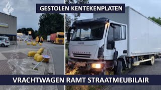 Politie  Gestolen kentekenplaten  Vrachtwagen ramt straatmeubilair [upl. by Ahsiener]