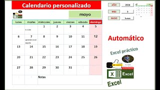 Parte 2 Diseñar calendario personalizado y dinamico en Excel Con registro de actividades [upl. by Dearden]