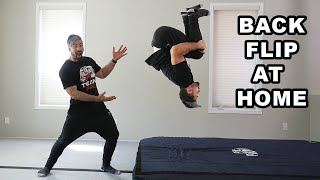 Learn How To Backflip AT HOME Easy Tutorial for Beginners [upl. by Eldrida]