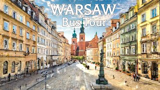 🇵🇱 WARSAW 4K  Sightseeing bus tour 4K Poland [upl. by Ayama501]