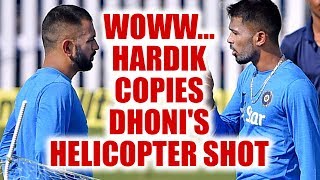 ICC Champions Trophy Hardik Pandya copies Helicopter shot of MS Dhoni  Oneindia News [upl. by Debbra]