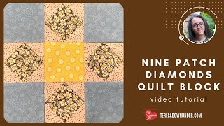 Nine patch diamonds quilt block video tutorial [upl. by Dorolisa]