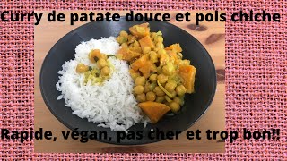 Curry de patate douce et pois chiche sain rapide et pas cher Moins de 25€ pour 4 personnes [upl. by Lia]