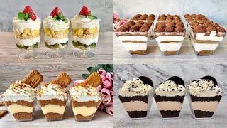 4 Easy NO BAKE Dessert Cup Recipes No Eggs No Gelatine No Alcohol [upl. by Lugo]