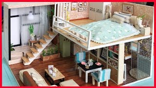 Diy Miniature Dollhouse  NHÀ BÚP BÊ 2 TẦNG PHÒNG NGỦ BẾP NHÀ TẮM  Mô hình nhà gỗ Chim Xinh [upl. by Ahsinal]