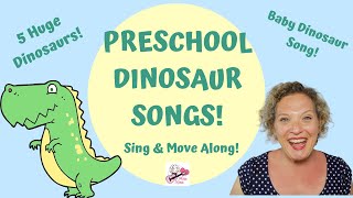 Preschool Dinosaur Songs  5 Huge Dinosaurs Baby Dinosaur Song and Stomping Song for Kids [upl. by Rasaec786]