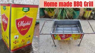 How to make a Barbeque with OIL CAN  BBQ at Home  DIY BBQ Grill [upl. by Arianie]