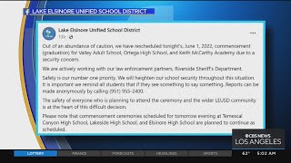 Lake Elsinore Unified cancels scheduled commencement ceremonies due to threats made [upl. by Joy]