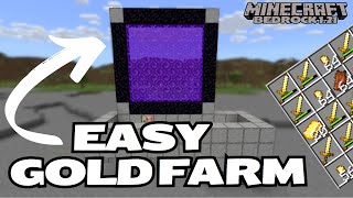 Zombie Piglin GOLD FARM TUTORIAL in Minecraft Bedrock 121  600 Gold NuggetsHour  EASY amp COMPACT [upl. by Howzell]