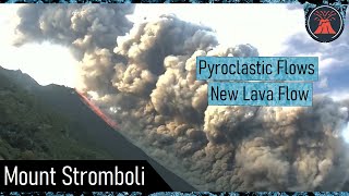 Stromboli Volcano Update Pyroclastic Flows Generated Crater Collapses [upl. by Sachsse80]