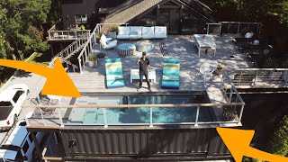 Shipping Container Pool and Hot Tub on a ROOF [upl. by Atenaz]