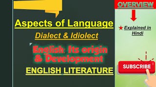 DialectIdiolectEnglish Its origin and developmentIGNOUAspects of Language [upl. by Veradia]