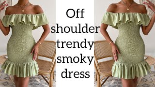 How to make an offshoulder smoky dress… simple tutorial video [upl. by Card]