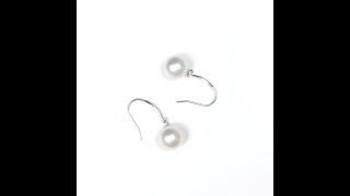 White gold earrings with round lustrous white freshwater pearls EG00415B0 korvakorut jewelry [upl. by Dorren38]