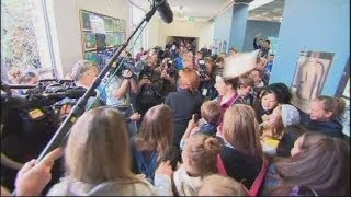 SANDWICH HIT Australian Prime Minister Julia Gillard is hit by a sandwich during school visit [upl. by Dumond]