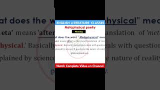 What is Metaphysical Poetry metaphysical englishliterature shorts [upl. by Jain]