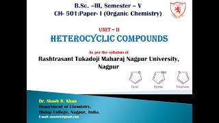 UNIT II  HETEROCYCLIC COMPOUNDS [upl. by Waverly571]