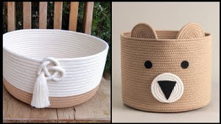 Easy Crochet Candy Bowl With Handles Diy Mini Macrame Crochet Basket Scrap Yarn Crochet Projects [upl. by Ocko]