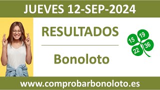 Resultado del sorteo Bonoloto del jueves 12 de septiembre de 2024 [upl. by Ynnav580]